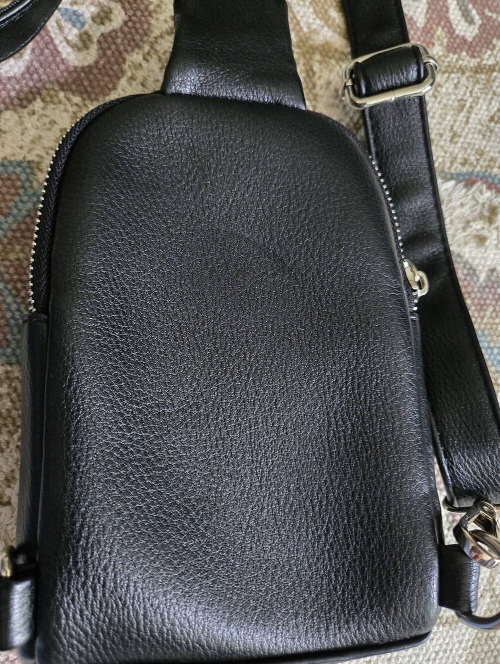 Inicat Black Crossbody Sling Bag -Vegan Leather Silver Hardware - Picture 5 of 12